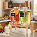 Set of 2 Glass Drink Dispensers for Parties, 1 Gallon Ice Beverage Dispensers with Stand, Juice Dispenser with Fruit Infuser & Leak-Proof Spigot, Ideal for Lemonade, Tea, and Party Drinks - Image 6