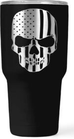 American Flag Skull 30oz Patriotic Tumbler - American Flag Tumbler Travel Mug - Patriotic Coffee Travel Mug - Double Insulated 30oz Tumbler - Engraved in the USA - (Skull Flag) - Image 3