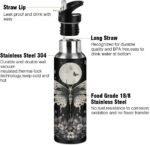 Retro Butterfly Moon Flower Water Bottle 20 oz Insulated Water Bottles with Straw Leakproof Vacuum Thermal Stainless Steel Water Bottle for Kids Adults - Image 3
