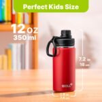 Small Water Bottle for kids-12 oz Stainless Steel Vacuum Insulated Wide Mouth Water Bottle with Spout Lid (Canyon Red) - Image 5