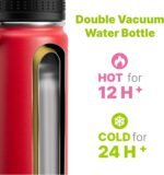 Small Water Bottle for kids-12 oz Stainless Steel Vacuum Insulated Wide Mouth Water Bottle with Spout Lid (Canyon Red) - Image 6