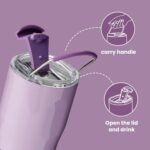 BOTTLE BOTTLE Stainless Steel Tumblers with Handle, Insulated Tumblers with 2 Lids, 22oz 2IN1 Coffee Cup for Home Office and Party, Travel Cups for Woman and Man as Gifts(Purple) - Image 5