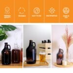 FastRack 64oz Amber Glass Growlers with Polyseal Caps (2 Pack) | Half Gallon (1/2 Gallon) Beer Growler Jugs for Home Brewing, Wine, Cider & Kombucha – Reusable Amber Glass Jugs for Beverage Storage - Image 5