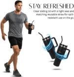 40 oz Insulated Travel Tumbler with Handle & Straw – Double Wall Vacuum Stainless Steel Tumbler, Reusable Large Coffee Mug, Cold & Hot Drink Tumbler with Lid - Image 7