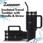 40 oz Insulated Travel Tumbler with Handle & Straw – Double Wall Vacuum Stainless Steel Tumbler, Reusable Large Coffee Mug, Cold & Hot Drink Tumbler with Lid - Image 9
