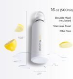 LEMON & CO. Stainless Steel Bottle (16oz, 500ml) - Sustainable Water Bottle with Handle for Hot & Cold Drinks for Travel, Gym and More, Double Wall Vacuum Insulated, BPA-Free - Minimalist Design - Image 6