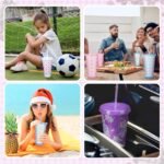 Zhehao 12 Pack Bow Floral Cups Plastic Coquette Bow Straw Tumblers Cold Cups with Lids and Straws Bulk for Iced Coffee 24 oz Reusable Travel Mug Cup Gifts for Girl Women Mom Adults - Image 8