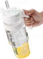 32 oz Glass Tumbler with Straw and Lid, Reusable Iced Coffee Cup with Handle, Leak-Proof Flip Straw Lid, BPA-Free Glass Water Bottle Fits Car Cup Holder (Blue) - Image 7