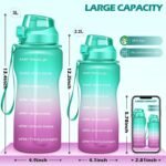 64oz Half Gallon Water Bottle With Sleeve, Water Bottles with Time Marker/Straw/Chug One Lids, Leakproof Tritan BPA Free Reusable Water Jug Easy Carry for Adult and Kids Gym Sports Outdoors - Image 3