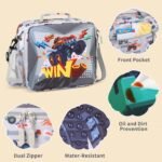 rockpapa 5 Compartment Bento Lunch Box for Kids with Uensils & Insulated Water Bottle & Lunch Bag with Strap, BPA-Free Lunch box Containers Set for School Boys Girls Ages 3+ (Grey Trucks) - Image 5