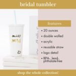 Kate Spade New York Acrylic Bridal Tumbler with Lid and Straw, 20 oz Tumbler for Bride to Be, Slim Double Wall Tumbler, Miss to Mrs. (White) - Image 3