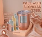 60th Birthday Gifts for Women, Her - Cheers to 60 Years - 12 oz/350 ml Stainless Steel Wine Tumbler with Straw and Lid - Women's Happy 60th Birthday Gifts Ideas - (Rose Gold) - Image 6