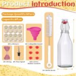 6 Pack 8oz Swing Top Glass Bottles, Square Flip Top Glass Bottles with Airtight Lids for Vanilla Extract, Home Brewing, Kombucha, Vinegar, beer,soda, beverages - Included Complete Brewing Kit - Image 3