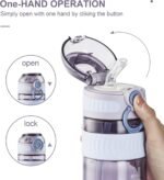 TKK Kids Water Bottle for School with Silicone Straw & Build-in Carrying Handle, Spill-Proof Lid, 18 oz Bottle, Dishwasher Safe, Leak-Proof Locking Lid for Outdoor Sports, School Backpack, Purple - Image 3