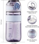 TKK Kids Water Bottle for School with Silicone Straw & Build-in Carrying Handle, Spill-Proof Lid, 18 oz Bottle, Dishwasher Safe, Leak-Proof Locking Lid for Outdoor Sports, School Backpack, Purple - Image 4