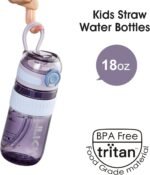 TKK Kids Water Bottle for School with Silicone Straw & Build-in Carrying Handle, Spill-Proof Lid, 18 oz Bottle, Dishwasher Safe, Leak-Proof Locking Lid for Outdoor Sports, School Backpack, Purple - Image 5
