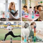 TKK Kids Water Bottle for School with Silicone Straw & Build-in Carrying Handle, Spill-Proof Lid, 18 oz Bottle, Dishwasher Safe, Leak-Proof Locking Lid for Outdoor Sports, School Backpack, Purple - Image 8