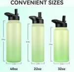 DOMICARE 32 oz Insulated Water Bottle Bulk, Vacuum Insulated Stainless Steel Sports Water Bottle with Straw Lid & Spout Lid, Leakproof, Reusable - Travel, Camping, Bike, Green Gradient (8 Pack) - Image 5