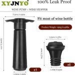 Wine Saver Pump with 6 Vacuum Stoppers，Wine Stopper, Wine Preserver, Wine Pump and Wine Vacuum Stopper are Black，Reusable Bottle Sealer Keeps Wine Fresh, Ideal Wine Accessories Gift - Image 4