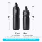 tiibo Vacuum Insulated Stainless Steel Bike Water Bottle, Double Wall, No-Squeeze, Fast Flow Sport Nozzle, Designed for Cycling, Biking, Fitness & Sports, Fits Most Bike Cages (Black, 23OZ) - Image 7