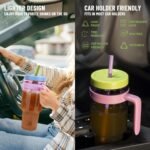 50 oz Tritan Clear Plastic Tumbler with Handle | Reusable Leak-Proof BPA-Free Water Bottle with Time Marker for Iced Coffee, Tea, Juice, Boba, Smoothies | Wide Mouth | Single-Walled - Image 5