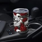 Skull and Rose 20oz Stainless Steel Tumbler with Lid, Halloween Gothic Finger Skeleton Hand Cup, Double Wall Insulated Travel Coffee Mug, Funny Dark Gift for Men and Women - Image 4
