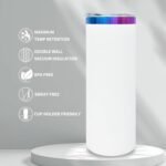 20 oz Skinny Tumblers Bulk, Stainless Steel Insulated Tumbler with Lids and Straws, Slim Double Wall Powder Coated Travel Coffee Mugs, Reusable Cup for Hot and Cold Drinks (White,1 pack) - Image 4
