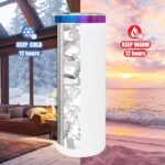 20 oz Skinny Tumblers Bulk, Stainless Steel Insulated Tumbler with Lids and Straws, Slim Double Wall Powder Coated Travel Coffee Mugs, Reusable Cup for Hot and Cold Drinks (White,1 pack) - Image 5