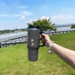 40oz Bling Tumbler with Handle and Straw Lid Rhinestone Studded Tumbler Cups Vacuum Insulated Stainless Steel Double Wall Water Bottle Travel Mug Gifts for Women Her (Black) - Image 5