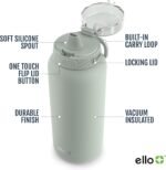 Ello Cooper 32oz Stainless Steel Water Bottle with Straw and Carry Handle, Double Walled and Vacuum Insulated Metal, Leak Proof Locking Lid with Soft Silicone Spout, Reusable, BPA Free, Sage - Image 3