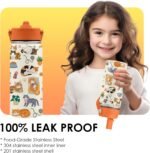 Cat Gifts for Kids - 16 Oz Orange Cat Water Bottle with Straw Lid, Stainless Steel Insulated Tumbler, Leak Proof, for Boys & Girls, School, Travel - Funny Cats Lovers Children Birthday Gifts Cups(1pc) - Image 4