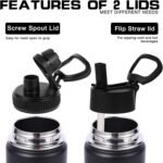 Volhoply 20oz Insulated Stainless Steel Water Bottle With Straw Lid Bulk 8 Pack,Kids Double Wall Vacuum Cups With Handle,Reusable Outdoor Sports Metal Bottles,Travel Flask Keep Cold(Black,8) - Image 3