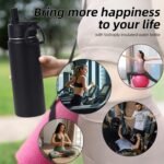 Volhoply 20oz Insulated Stainless Steel Water Bottle With Straw Lid Bulk 8 Pack,Kids Double Wall Vacuum Cups With Handle,Reusable Outdoor Sports Metal Bottles,Travel Flask Keep Cold(Black,8) - Image 6