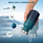 Volhoply 16oz Uninsulated Single Walled Water Bottle, Stainless Steel Kids Water Bottles with Handle & Carabiner, BPA Free 18/8 304 Reusable Water Flask for Camping Hiking Biking (Dark Night,1) - Image 4