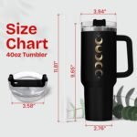 34HD Salem Witch Tumbler 40oz with Handle and Straw, Spooky Festive Moon Vacuum Insulated Cup - Laser Engraved Birthday Festive Gift for Him Her & Book Lovers - Image 3