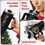 34HD Salem Witch Tumbler 40oz with Handle and Straw, Spooky Festive Moon Vacuum Insulated Cup - Laser Engraved Birthday Festive Gift for Him Her & Book Lovers - Image 6