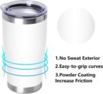 DOMICARE 20oz Tumbler with Lid Stainless Steel Tumblers Bulk, Double Wall Vacuum Insulated Coffee Travel Mug Powder Coated Tumbler, 12 Count (Pack of 1) White - Image 3
