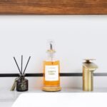 11.8OZ Glass Mouthwash Dispenser for Bathroom with Stainless Steel & Bamboo Nozzle, Mouthwash Cup Reusable, Bamboo Tray, and Elegant Gold Sticker.（Clear - Image 4