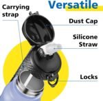 Han's Bottle Sports Water Bottle - 24 Oz, Straw Lid, Leak Proof, Vacuum Insulated Stainless Steel, Double Walled, Thermo Mug,Lilac green - Image 4