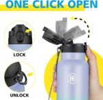 Han's Bottle Sports Water Bottle - 24 Oz, Straw Lid, Leak Proof, Vacuum Insulated Stainless Steel, Double Walled, Thermo Mug,Lilac green - Image 5