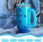 YOME 40 oz Sea Turtle Tumbler with Handle and Flip Straw for Women | Stainless Steel Insulated Water Bottle | Keeps Drinks Cold | Dishwasher Safe | Cupholder Friendly | Gift Gym Travel Yoga - Image 4