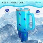 YOME 40 oz Sea Turtle Tumbler with Handle and Flip Straw for Women | Stainless Steel Insulated Water Bottle | Keeps Drinks Cold | Dishwasher Safe | Cupholder Friendly | Gift Gym Travel Yoga - Image 7