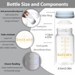 Glass Breastmilk Storage Bottles 180ml 6oz BPA-Free Leak-Proof Natural Baby Bottle for Breastmilk Storage Wide Neck Bottles with Screw Ring Sealing Disk Breastfeeding (Grey, 180ml-4Packs) - Image 3