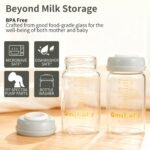 Glass Breastmilk Storage Bottles 180ml 6oz BPA-Free Leak-Proof Natural Baby Bottle for Breastmilk Storage Wide Neck Bottles with Screw Ring Sealing Disk Breastfeeding (Grey, 180ml-4Packs) - Image 4