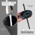 STRATA CUPS Classsic Black Tumblers with Lids (12 pack) - 16oz Colored Acrylic Cups with Lids and Straws | Double Wall Matte Plastic Bulk Tumblers With FREE Straw Cleaner! Customizable DIY Gifts - Image 3