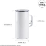 PYD Life 4 Pack Sublimation Blank Tumblers 20 OZ White Mugs with Handle,Stainless Steel Coffee Travel Cups with Sliding Lid for Mug Tumbler Heat Press Sublimation Oven Printing - Image 3
