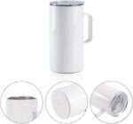 PYD Life 4 Pack Sublimation Blank Tumblers 20 OZ White Mugs with Handle,Stainless Steel Coffee Travel Cups with Sliding Lid for Mug Tumbler Heat Press Sublimation Oven Printing - Image 4