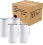 PYD Life 4 Pack Sublimation Blank Tumblers 20 OZ White Mugs with Handle,Stainless Steel Coffee Travel Cups with Sliding Lid for Mug Tumbler Heat Press Sublimation Oven Printing - Image 7