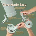 Paradise Shaker Bottle 24 oz, Insulated Stainless Steel Protein Shaker, Dishwasher Safe, with Lid Brush & Protective Boot, Leakproof Twist-Off Chug Cap, Sage Green, Tahoe Mist - Image 6