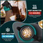 34Oz Thermal Coffee Carafe for Hot/Cold, Stainless Steel Thermos Carafes for Hot Liquids, Dustproof Insulated Hot Water Carafe for Party/Home,Agave Teal - Image 3